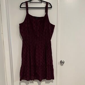 Lane Bryant, 28 Plus, Deep Burgundy Short Sleeve Lace Dress